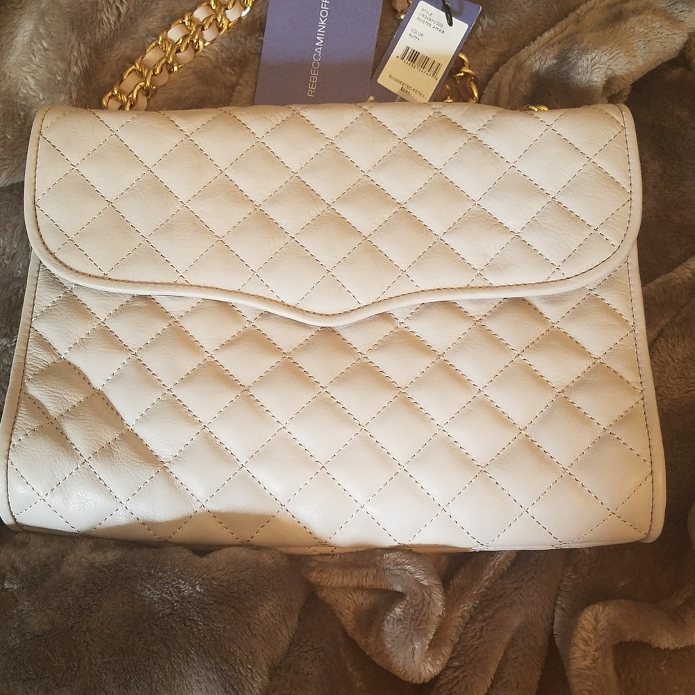 Rebecca Minkoff Large Quilted Affair Handbag, Putty.  New with Dustbag